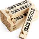 Wooden Train Whistles (Pack of 12) - Wood Train Whistle for Kids, Train Party Favors, Theme Birthday Decorations, Noisemakers, Goodie Bag Filler, Small Game Prizes, Stocking Stuffers