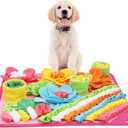 KeeKit Snuffle Mat for Dogs & Cats - Slow Feeding Mat for Small & Medium Breeds, Encourages Natural Foraging Skills, Durable Foraging Mat for Mental Stimulation, Pink (15.4*15.4 Inch)