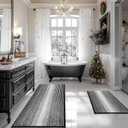 BSICPRO Bathroom Rugs and Mats Sets, 2 Piece Thick Absorbent Chenille Bath Mat Rug Set Non Slip, Soft Shaggy Bath Room Floor Mats for Bathroom, Machine Washable (Black, 20" x 47" Plus 20" x 32")