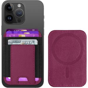 ExtreLife for Magsafe Wallet, Strongest Magnetic Wallet for iPhone 17/16/15/14/13/12 Series, For iPhone Magsafe Wallets, RFID Blocking, Vegan Leather, Fit 7 Cards, Cherry-new