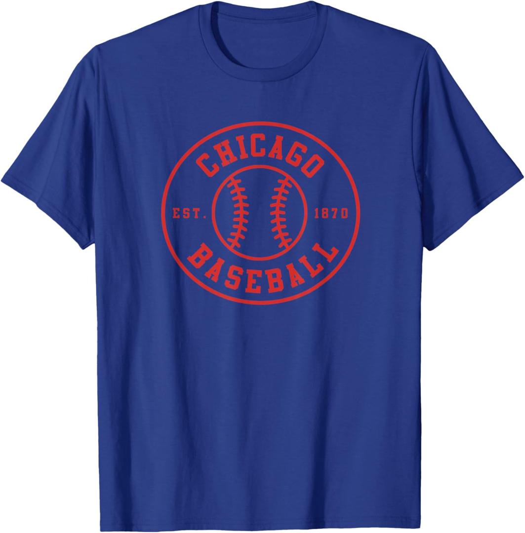Chicago Baseball | Seventh Inning Stretch Gameday Fan Gear T-Shirt (Small, Royal Blue)