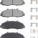 Front Semi-metallic Disc Brake Pads Set for Ford F150 1997-2003 4.2L 4.6L 5.4L, 2004 5.4L FX4, F150 Heritage 2004, Blackwood 2002, 4PCS(With Hardware)