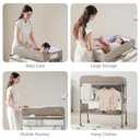 Sweeby Portable Baby Changing Table, Foldable Diaper Changing Station with Waterproof Pad, Mobile Nursery Organizer for Infant & Newborn Essentials, Light Khaki, Standard