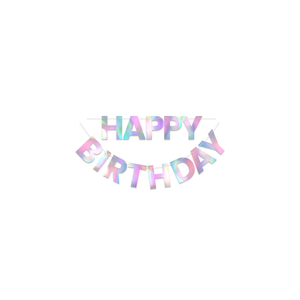 Happy Birthday Banner 9ft Iridescent - Pre-Strung No DIY Backdrop Sign for Parties, Adults, Kids, Boys & Girls - Birthday Decorations & Party Supplies