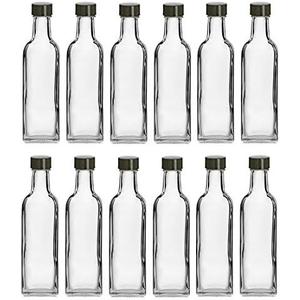 Hot Sauce Bottles 21-Pack 5oz Round Small Glass Bottles with Caps & Funnel - Reusable Mini Sauce Containers for Chili Oil, Vinegar, Gift Favors - Leakproof & Label-Ready