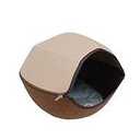 Large Cat Tunnel Bed for Indoor Cats Up to 30 Lbs Peekaboo Donut Cave with Catnip and Plush Toys Scratch Resistant Felt Design Detachable and Washable Cat Tunnel (Beige, L)