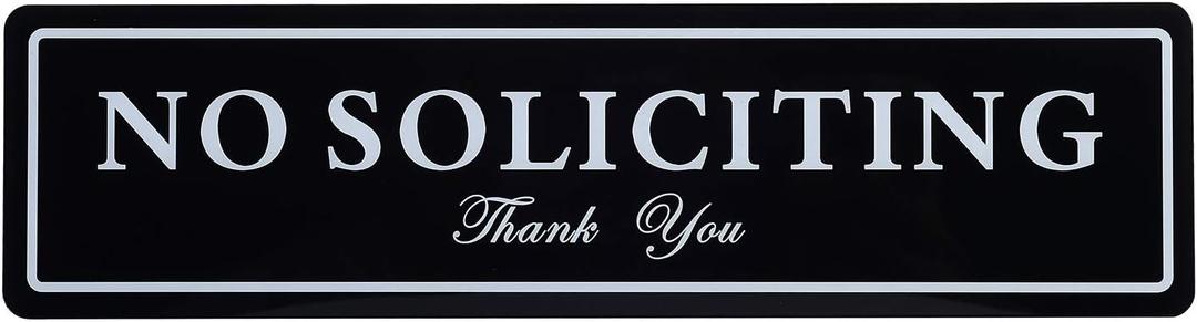 Kichwit No Soliciting Sign with Magnets on The Back, 8.7 x 2.3 Inches, No Soliciting Magnet for Door, Keeps Unwanted Visitors Away, Double Sided Adhesive Included (Black)