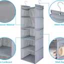 MAX Houser 5 Shelf Hanging Closet Organizer,Space Saver, Closet Hanging Shelves with (4) Side Pockets,Foldable,Light Grey