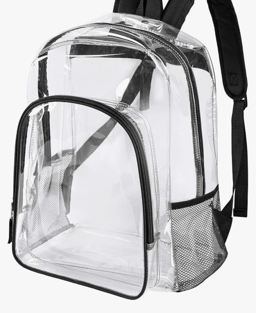 Fomaris Clear Backpack Heavy Duty Clear Bookbag with Sturdy Straps Transparent Backpacks for School College Work (Black)