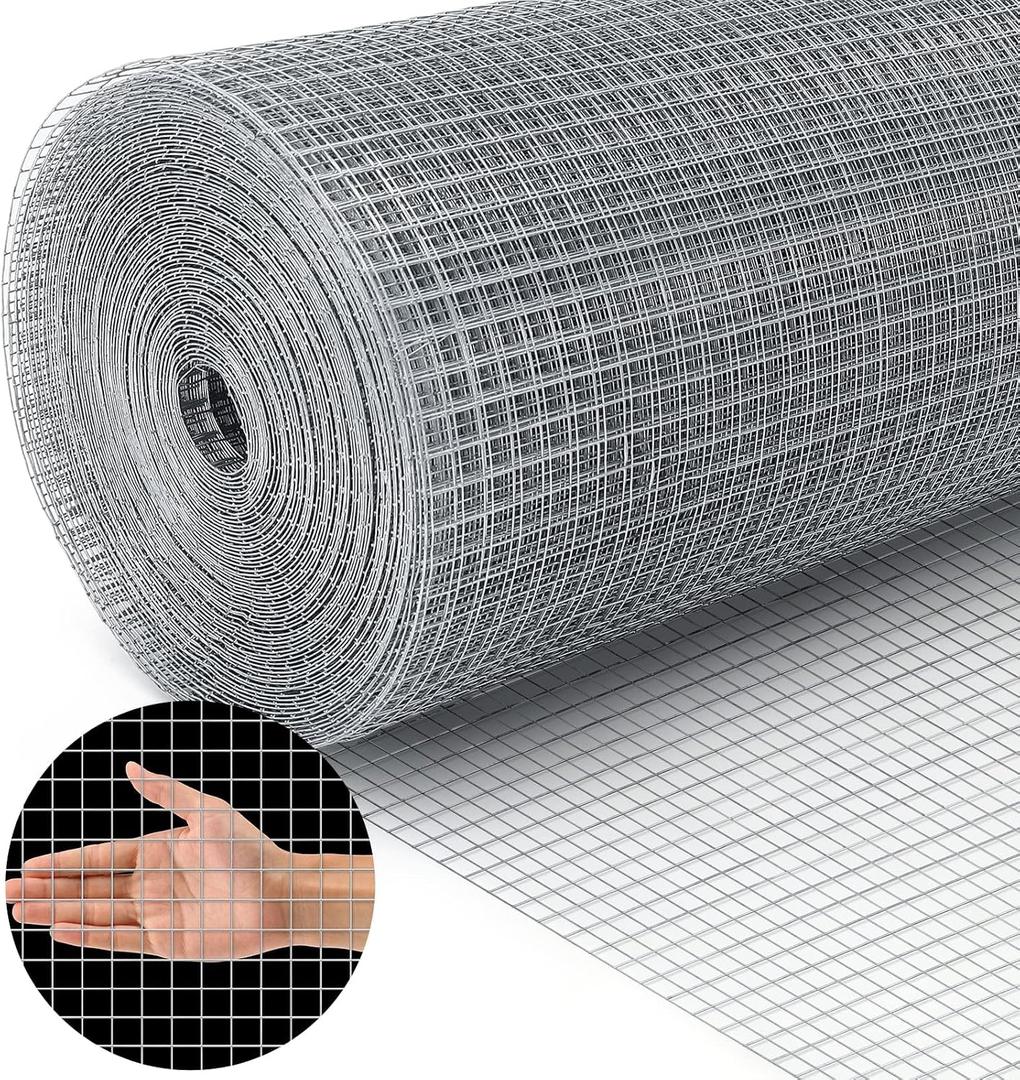 Land Guard 19 Gauge Hardware Cloth, 1/2 inch Chicken Wire Fence, Galvanized Welded Cage Wire Mesh Roll Supports Poultry Netting Cage Fence