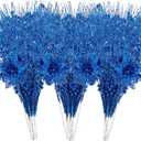 24 Pack Christmas Tree Ornaments - Artificial Flowers Glitter Berry Stems Christmas Floral Picks Branches for Xmas Tree Decorations Vase Filler Holiday Wedding Party Home Decor (Blue)