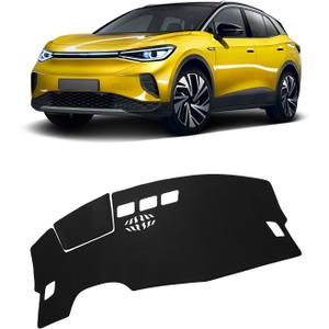 FIILINES Dash Cover for Volkswagen ID.4 2021-2024, VW ID4 Accessories Dashboard Mat 2024 VW ID4 Accessories Dash Cover Sunshade Nonslip Mesh Carpet Protector No Glare Black