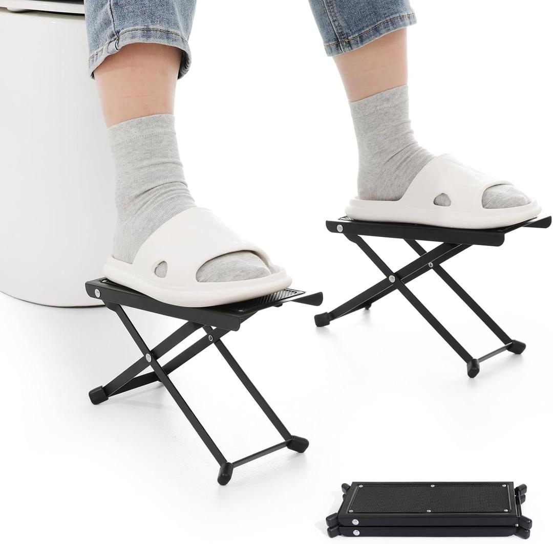 Foldable Toilet Stool - Portable Travel Poop Stool for Toilet, 7" and 9" Adjustable Heights, Improve Bathroom Posture and Comfort