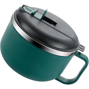 Hemoton 45oz Stainless Steel Bowl Set with Lid & Handle, Microwavable Ramen Bowl with Lid and Vent, Microwave Safe Instant Noodles Soup Bowl, Dorm Essentials (Dark Green)