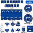 2026 Graduation Decorations for Party, Blue Plates Napkins Cups Tablecloth with Congrats Grad Hanging Decor for 25 Guests, Congratulations Disposable Party Supplies Favors for College & Middle School