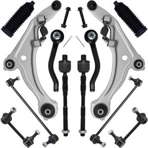 AUQDD 12Pcs Front End Kit Fit For 2009-2014 Ni-ssan Maxima, 2 Lower Control Arm w/Ball Joint 4 Sway Bar Link 4 Outer & Inner Tie Rod End (# K622054 K622059 K750783 K750255 EV800770 ES800357 ES800358)
