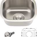 15 Inch Undermount Bar Sink Stainless Steel-Bokaiya 15x12 Small Wet Bar Prep Sink 16 Gauge Single Bowl Outdoor Rv Kitchen Sink with Dish Grid (Brushed Nickel)