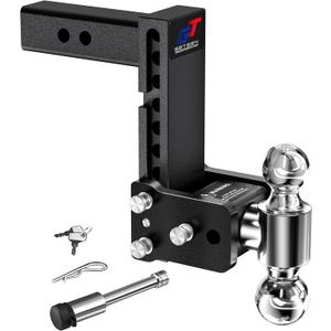 Geteen Trailer Hitches, Adjustable Trailer Hitch Ball Mount - Fits 2.5" Receiver, Dual Ball (2" x 2-5/16"), 7" Drop, 15,000 GTW - GT25072B