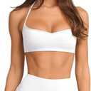 LASLULU Womens Adjustable Spaghetti Straps Sports Bra Sweetheart Neck Wireless Padded Workout Yoga Crop Tops.S