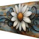 Rustic White Daisy Desk Pad Floral Farmhouse Spring Country Extended Gaming Mouse Mat with Stitched Edge Non-Slip Base Big Office Computer Keyboard Laptop Home 31.5"x11.8"