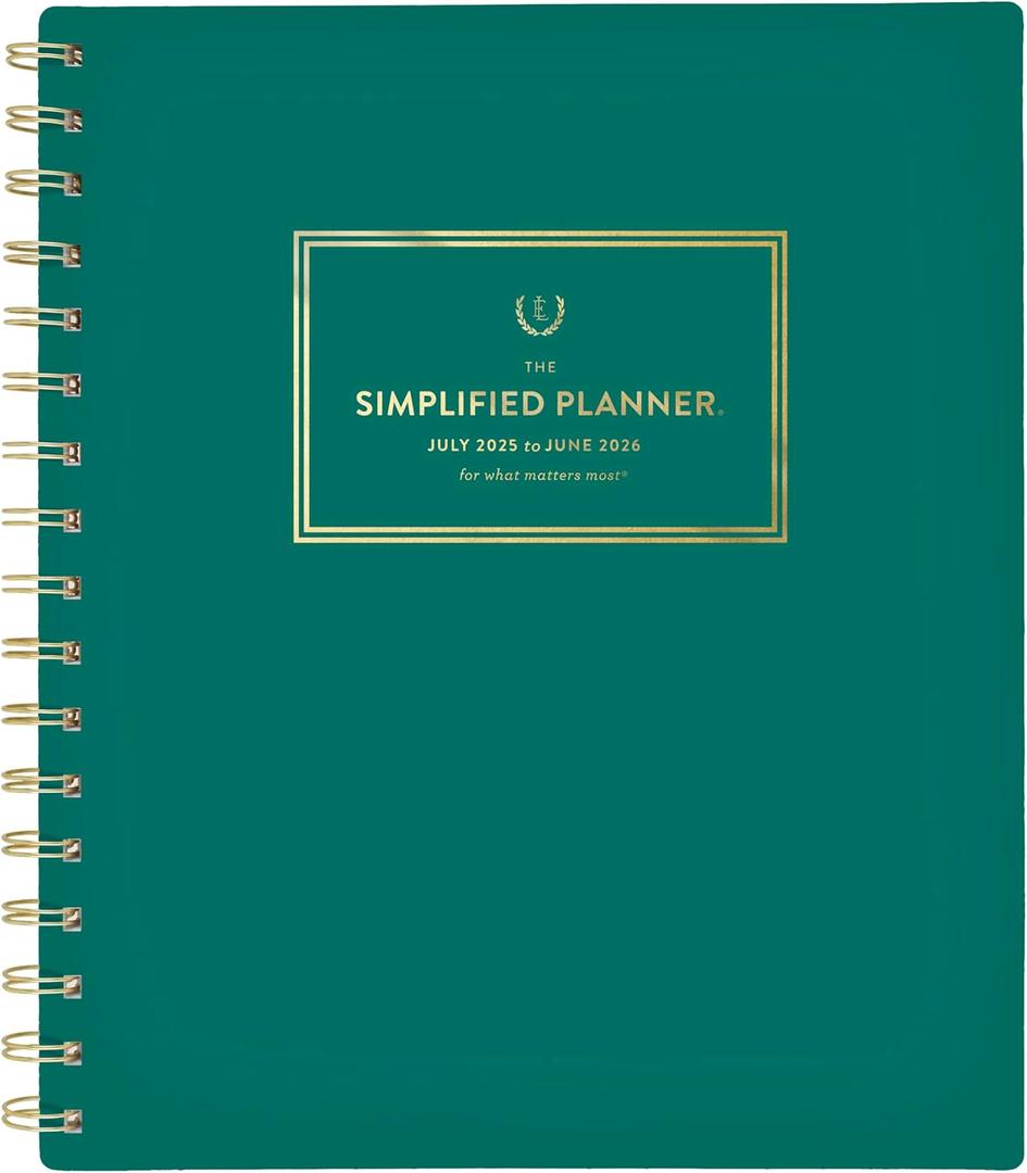 AT-A-GLANCE Planner 2025-2026 Academic, Simplified by Emily Ley, Weekly & Monthly, 7" x 8-3/4", Medium, Monthly Tabs, Green (EL40-805A-26)