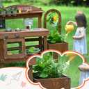 Kids Outdoor Mud Kitchen with Plant Growing Kit, Wooden Play Kitchen with Removable Water Sink, Faucet, Backyard Toy Cooking Playset for Kids