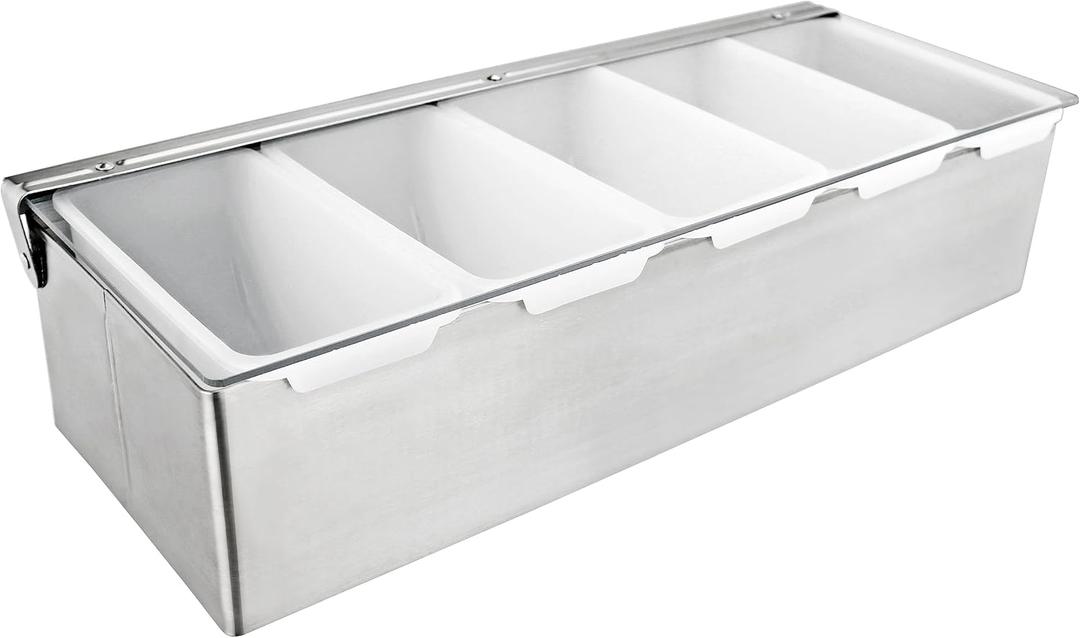 New Star Foodservice 48032 Stainless Steel Condiment Dispenser with 5 Compartments (No Ice Tray)