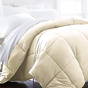 Beckham Hotel Collection Full/Queen Size Comforter - 1600 Series Down Alternative Home Bedding & Duvet Insert - Cream