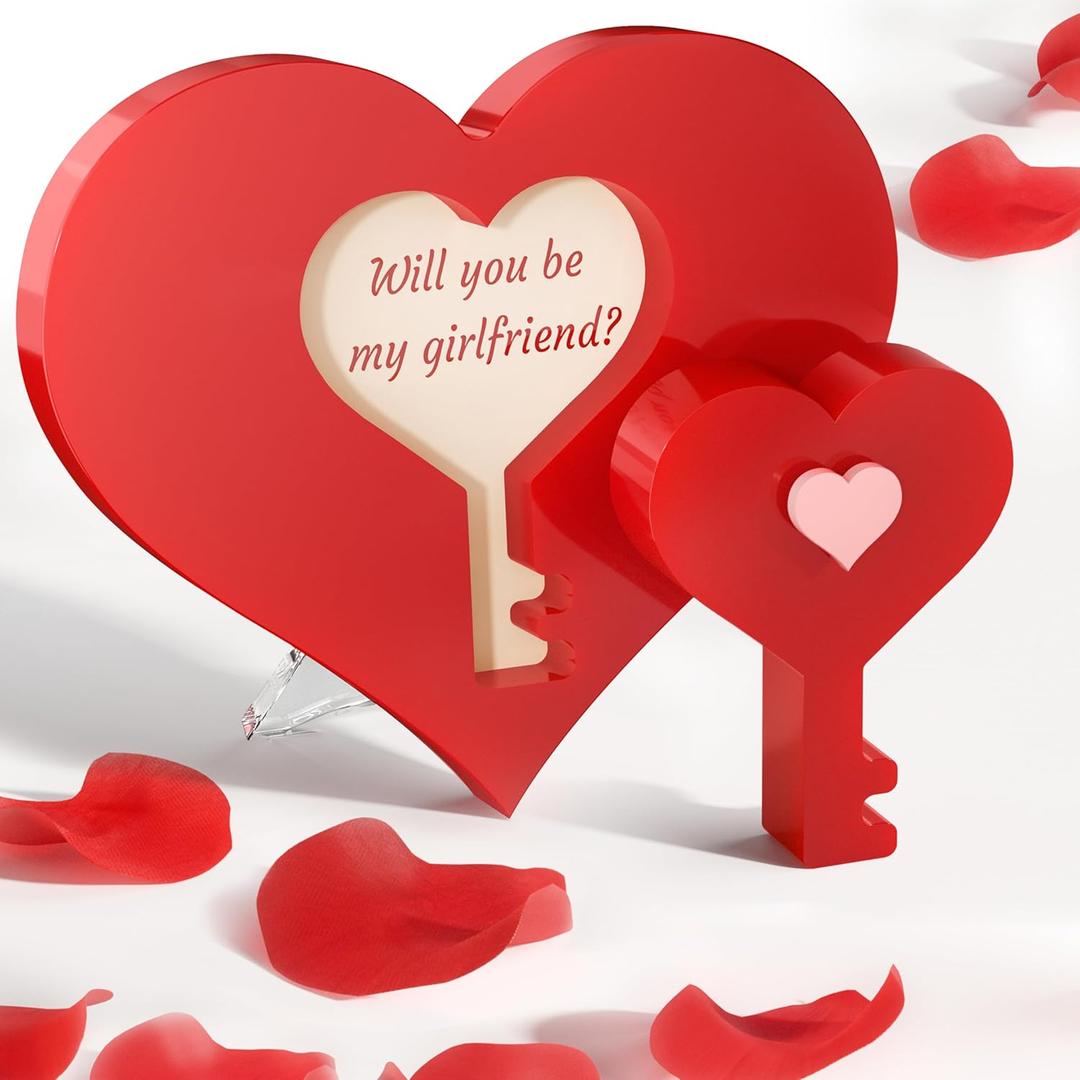Grarry Will You Be My Girlfriend Valentines, Valentines Day Proposal Ideas, Be My Valentine Card, Be My Girlfriend Decoration, Unique Acrylic Puzzle Piece Sign with Hidden Message, US Patent Pending