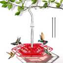 Hummingbird Feeders for Outdoors, Hummingbird Feeders with 30 Feeding Ports, Saucer Humming Bird Feeder Bee-Proof Leak-Proof No Drip, Easy to Clean and Refill (Red 1 Pcs)