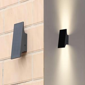 Solar Outdoor Lights, 3000K 700LM Solar Wall Lights Outdoor Up and Down, Dimmable Solar Sconce Lights, IP65 Waterproof Outdoor Solar Lights for Yard Patio Garage Porch, 1pc