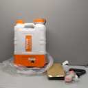 VEVOR 4 Gallon Battery Powered Backpack Sprayer with Wheeled Cart, Adjustable 0-94 PSI, 13FT Hose, 6 Nozzles, 2 Wands Included, Wide Mouth Lid for Weeding, Cleaning, Long Spray Time, White+Orange