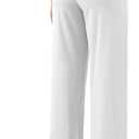 Womens Wide Straight Leg Work Pants Pull On Dress Pants Business Casual Trousers Slacks with Pockets (White, M)