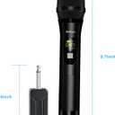 Bietrun Wireless Microphone, Dynamic Microphone with Rechargeable Receiver, Auto Connect,All Metal Design,160ft Range,Cordless Mic for Karaoke Machine,Amplifier Speaker,Mixer,iPhone,Camera, Interview (Black)