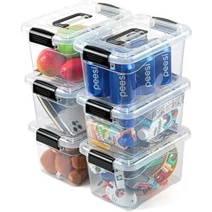 EOENVIVS Plastic Storage Bins with Lids 6 Packs, 7 Quart Storage Organizer Bins with Buckle-Up Latches and Handle, Stackable Storage Containers for Home Pantry Office Classroom Organization, Clear