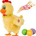 Easter Chicken Animal Toy Doll Laying Egg Electric Crazy Plush Chicken with Sound Music (29CM, Yellow)