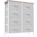 Sweetcrispy 8 Drawer Fabric Dresser for Bedroom, Tall Dresser, Light Grey
Chest of Drawers with Sturdy Steel Frame and Wooden Top, Closet Living Room Storage Organizer with Easy Pull Handles