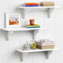 Forbena 24 Inch Wall Shelves for Bedroom Set of 3, Large Bathroom Floating Shelves for Wall, Long Decorative Hanging Arched Shelving Unit for Living Room Kids Girls Room Nursery Office (White)