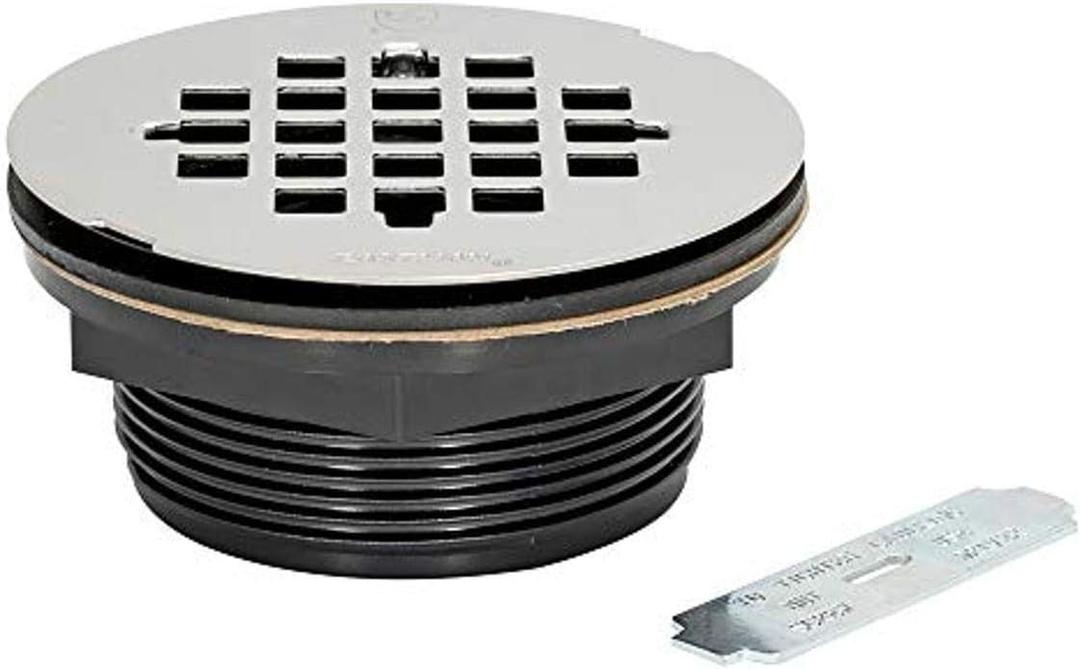 EZ-FLO 2 Inch ABS No-Caulk Shower Drain with Wrench, Stainless Steel, 15312