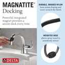 Delta Arvo 1 Hole Pull Down Bathroom Faucet with Sprayer, Chrome Single Hole Bathroom Sink Faucet with Pull Out Sprayer for Vanity, Metal Push-Pop Drain, Chrome 15840LF-PD Chrome, Pull-Down Spout