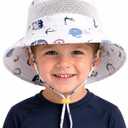 Kids Sun Hat UPF 50+ Summer Bucket Hat Lightweight Outdoor Beach Hat Adjustable for Boys Girls (Blue)
