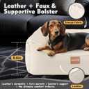 Calming Dog Bed for Medium Dogs,All-Season Leather,Non-Slip One-Key Detachable Washable Dog Bed for Small Dogs Cat Pet Beds with Sides and Cover (White, Medium)