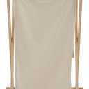 Household Essentials 6785-1 Collapsible Wood X-Frame Laundry Hamper with Fold Over Lid, Single