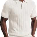 PJ PAUL JONES Mens Knit Polo Shirts Short Sleeve Stretch Texture Knitted Polo Shirts Casual Lightweight Golf Shirt, XL
