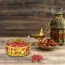 Honeydak 3 Pcs Ramadan Serving Trays Eid Mubarak Round Metal Food Trays Crazy Night Islam Eid Mubarak Plates Food Storage Containers for Eid Islamic Muslim Activity Party Favor, Gold