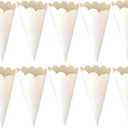 50 Pcs Paper Confetti Cones Flower Bouquet Petals Boxes Candy Holder Party Favors, White