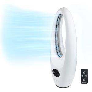 Comfort Zone 28-Inch Oscillating Bladeless Tower Fan with Remote Control, 3 Speeds, 70 Oscillation, Portable Tower Fan with 9-Hour Timer & LED Display Ideal for Home, Bedroom, Dorm, or Office