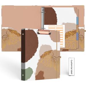 EYROZILL Cute 3 Ring Binders 1 Inch, Binder with Dividers and Clipboard on Front, 8.5" x 11" for Appointment RecordPrescription Tracking, Lesson Plan (Brown Impression)
