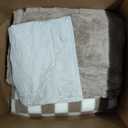 Bedsure Queen Comforter Set 5 Pieces - Bed in a Bag with Checkered Throw Blanket and Decorative Pillow, Lightweight Bedding Comforter Sets, All Season Boho Bedding, Linen Beige