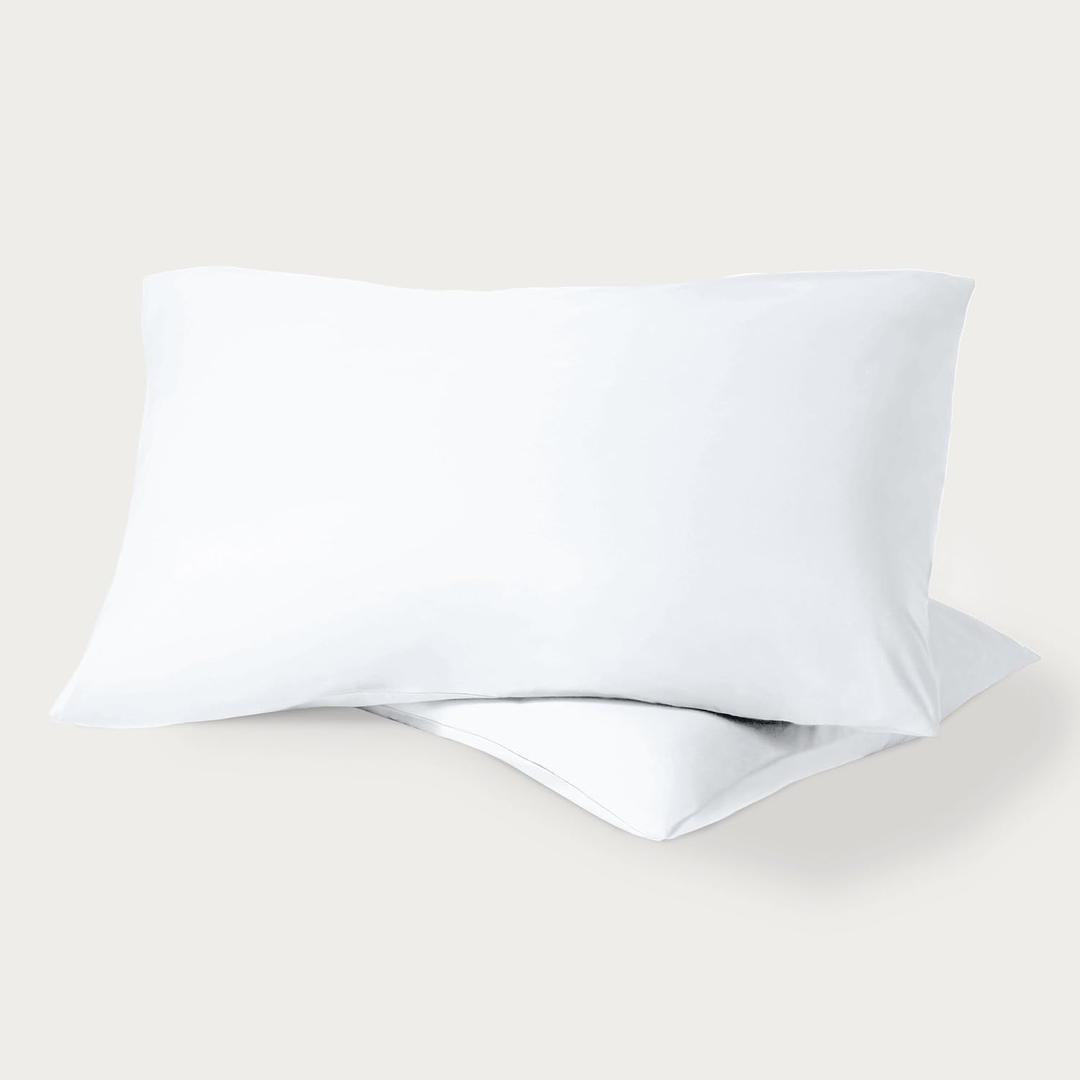 Bare Home 100% Organic Cotton King Pillowcase Set - Crisp Percale Weave - White Pillowcases 2 Pack - Lightweight & Breathable (King Pillowcase Set of 2, White)